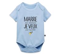 Spreadshirt Marre Des Biberons Je Veux Une Raclette Humour Cadeau Bébé Body Manches Courtes Bébé Bio, 92 (1,5-2 ans), bleu clair