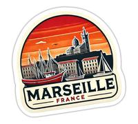Spreadshirt Marseille France Vintage Ville Rétro Autocollant Sticker, 10 x 10 cm, blanc mat