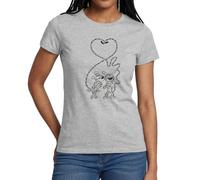 Spreadshirt Marsupilami Amour Cœur Saint Valentin T Shirt Femme, XL, Gris chiné