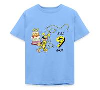 Spreadshirt Marsupilami Design Anniversaire J’AI Neuf Ans T Shirt Enfant, 122/128 (7-8 Ans), Bleu Ciel