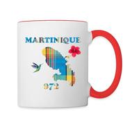 Spreadshirt Martinique 972 Carte Madras/Madinina/Martine/Madras/Antillais Mug Bicolore, taille unique, blanc/rouge