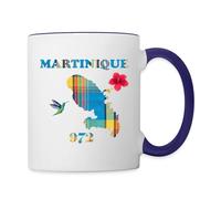 Spreadshirt Martinique 972 Carte Madras/Madinina/Martine/Madras/Antillais Mug Bicolore, taille unique, blanc/bleu cobalt