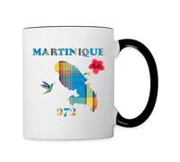Spreadshirt Martinique 972 Carte Madras/Madinina/Martine/Madras/Antillais Mug Bicolore, taille unique, blanc/noir