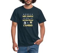 Spreadshirt Mec Simple J'aime Le Bateau Et L'Apéro Humoristique T-Shirt Homme, XXL, Marine