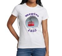 Spreadshirt Megève France Alpes Depuis 1933 Montagnes Enneigées T Shirt Femme, S, Blanc