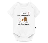 Spreadshirt® Meilleure Maman 1ère Fête Des Mères Cadeau Body Bébé Bio Manches Courtes, 0-3 mois, blanc