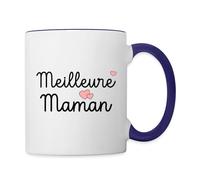 Spreadshirt Meilleure Maman Message d’Amour Cadeau Fête des Mères Mug Bicolore, taille unique, blanc/bleu cobalt