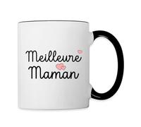 Spreadshirt Meilleure Maman Message d’Amour Cadeau Fête des Mères Mug Bicolore, taille unique, blanc/noir