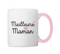Spreadshirt Meilleure Maman Message d’Amour Cadeau Fête des Mères Mug Bicolore, taille unique, blanc/rose
