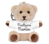 Spreadshirt Meilleure Maman Message d’Amour Cadeau Fête des Mères Porte-clés peluche, taille unique, blanc