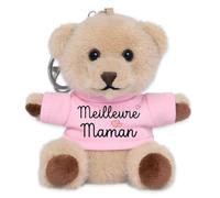 Spreadshirt Meilleure Maman Message d’Amour Cadeau Fête des Mères Porte-clés peluche, taille unique, rose