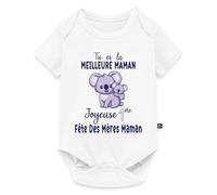 Spreadshirt Meilleure Maman Première Fête Des Mères Cadeau Mama Koala Body Manches Courtes Bébé Bio, 80 (9-12 mois), blanc