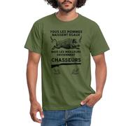 Spreadshirt Meilleures Deviennent Chasseurs Humour Chasse T Shirt Homme, 3XL, Vert Militaire