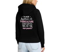 Spreadshirt Merci Auxiliaire De Puériculture Veste À Capuche Femme Premium, L, Noir