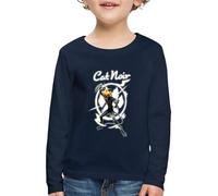 Spreadshirt Miraculous Chat Noir Adrien Super Héros T-Shirt Manches Longues Premium Enfant, 122/128 (6 Ans), Bleu Marine
