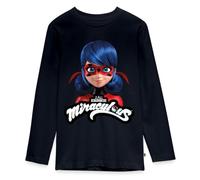 Spreadshirt Miraculous Ladybug avec Logo T-Shirt Manches Longues Ado Premium, 158/164 (12 Ans), Bleu Marine