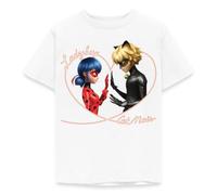 Spreadshirt Miraculous Ladybug Et Cat Noir Cœur T Shirt Enfant, 98/104 (3-4 Ans), Blanc