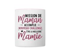 Spreadshirt Mission De Maman Accomplie - Cadeau Pour Future Mamie - Annonce Grossesse Mug Bicolore, taille unique, blanc/rose