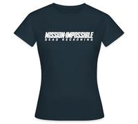 Spreadshirt Mission Impossible Dead Reckoning Logo en Blanc T-Shirt Femme, XXL, Marine