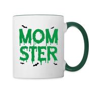 Spreadshirt Momster Maman Monstre Déguisement Maman Mug Bicolore, taille unique, blanc/vert foncé