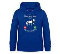 Spreadshirt Mon Cheval m'appelle Écran Portable Sweat À Capuche Femme, XL, Bleu Royal