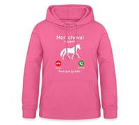 Spreadshirt Mon Cheval m'appelle Écran Portable Sweat À Capuche Femme, XL, Rose