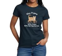 Spreadshirt Mon Pyjama 80% De Poils De Chat Humour T Shirt Femme, M, Marine