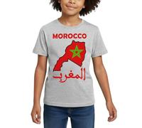 Spreadshirt Morocco Carte Maroc Drapeau Cadeau Marocain T Shirt Enfant, 98/104 (3-4 Ans), Gris chiné