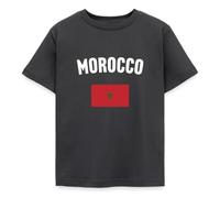 Spreadshirt Morocco Drapeau Maroc Cadeau T Shirt Enfant, 98/104 (3-4 Ans), Charbon