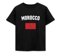 Spreadshirt Morocco Drapeau Maroc Cadeau T Shirt Enfant, 98/104 (3-4 Ans), Noir