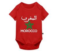 Spreadshirt Morocco Drapeau Maroc Étoile Cadeau Pour Marocains Body Manches Courtes Bébé Bio, 80 (9-12 mois), rouge