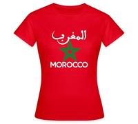 Spreadshirt Morocco Drapeau Maroc Étoile Cadeau pour Marocains T Shirt Femme, XL, Rouge