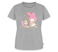 Spreadshirt My Melody Cueille des Fleurs avec Risu T Shirt Femme Premium, S, Gris chiné