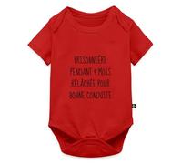Spreadshirt Naissance Prisonnière Relâchée Body Manches Courtes Bébé Bio, 56 (0-2 mois), rouge
