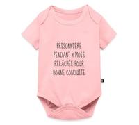 Spreadshirt Naissance Prisonnière Relâchée Body Manches Courtes Bébé Bio, 68 (3-6 mois), rose