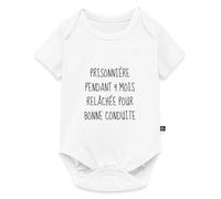 Spreadshirt Naissance Prisonnière Relâchée Body Manches Courtes Bébé Bio, 92 (1,5-2 ans), blanc