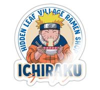 Spreadshirt Naruto Ichiraku Hidden Ramen Shop Avec Naruto Autocollant/Sticker, 10 x 10 cm, blanc brillant