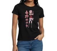 Spreadshirt Naruto Shippuden Cool Design avec Sakura T Shirt Femme, M, Noir