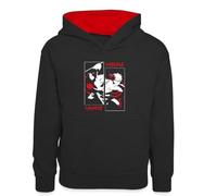 Spreadshirt Naruto Shippuden Cool Design avec Sasuke Et Naruto Sweat À Capuche Enfant Contrasté, M (7/8 Ans), Noir/Rouge
