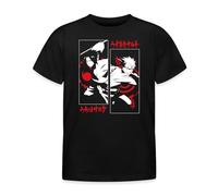 Spreadshirt Naruto Shippuden Cool Design avec Sasuke Et Naruto T-Shirt Enfant, 122/128 (7-8 Ans), Noir