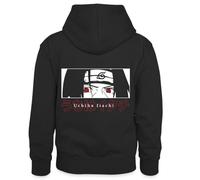 Spreadshirt Naruto Shippuden Le Sharingan D'Uchiha Itachi Sweat À Capuche Enfant Contrasté, XS (3/4 Years), Noir/Rouge