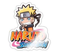 Spreadshirt Naruto Shippuden Logo Avec Naruto Chibi Design Autocollant Sticker, 10 x 10 cm, blanc brillant