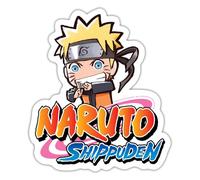 Spreadshirt Naruto Shippuden Logo Avec Naruto Chibi Design Autocollant Sticker, 10 x 10 cm, blanc mat