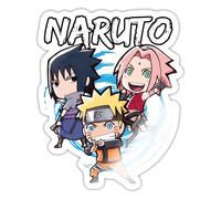 Spreadshirt Naruto Shippuden Naruto, Sakura & Sasuke En Chibi Autocollant Sticker, 10 x 10 cm, blanc brillant