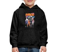 Spreadshirt Naruto Shippuden Sasuke, Naruto, Kakashi & Sakura Sweat À Capuche Premium Enfant, 152/164 (12-14 Ans), Charbon