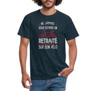 Spreadshirt Ne Jamais sous-Estimer Un Retraité sur Son Vélo Cyclisme Humour T-Shirt Homme, S, Marine