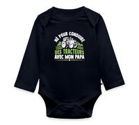 Spreadshirt Né Pour Conduire Des Tracteurs Avec Mon Papa Body Manches Longues Bébé Bio, 80 (9-12 mois), bleu marine