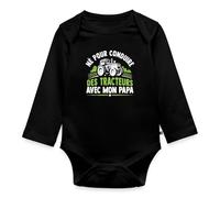 Spreadshirt Né Pour Conduire Des Tracteurs Avec Mon Papa Body Manches Longues Bébé Bio, 80 (9-12 mois), noir