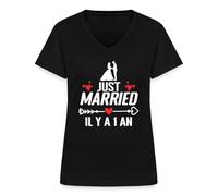 Spreadshirt Noces De Coton Anniversaire Mariage 1 an Just Married T Shirt Femme, XXL, Noir