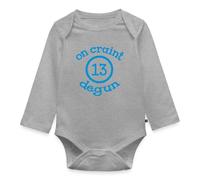 Spreadshirt On Craint Dégun 13 Expression Marseillaise Humour Marseille Body Manches Longues Bébé Bio, 56 (0-2 mois), gris chiné